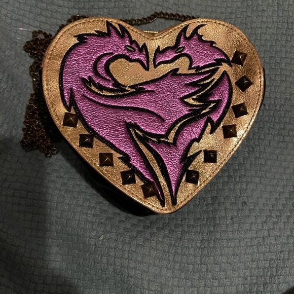 Disney Handbags - Disney Descendants Evie Mal Heart Shape Purse Chain Strap Purple Gold Dragon